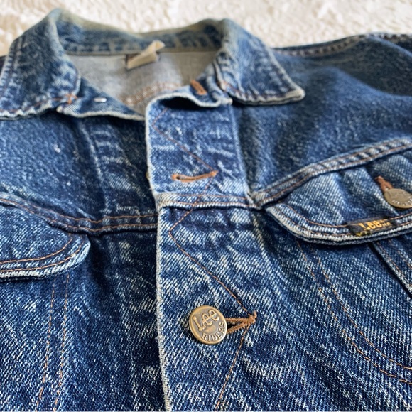 Vintage 1980s Lee Riders Dark Rinse Acid Washed Jean Denim Jacket Sz L Unisex - Picture 14 of 16